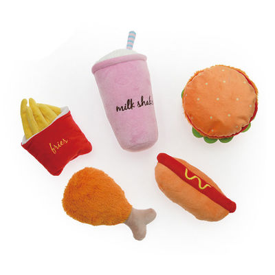 OEM / ODM इंटरएक्टिव फूड शेप्ड प्लश स्क्वीकी डॉग टॉय